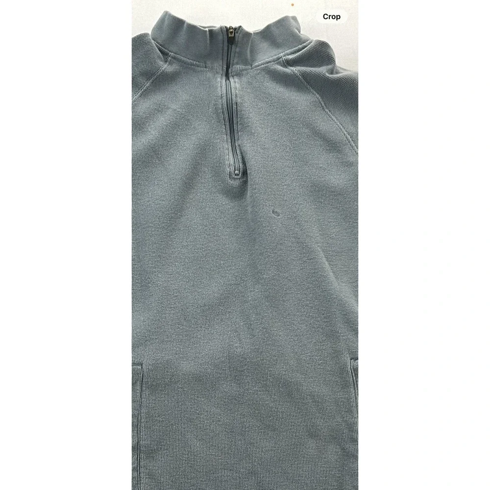 Carhartt K346 Men's M Blue Quarter Zip Thermal Waffle Knit Pullover Cotton